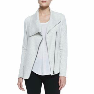 Helmut Lang Villous Zip-Up Moto Sweatshirt in Light Grey